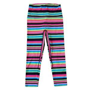 K-Deer Stripe Neon Leggings - Rainbow - Size Medium